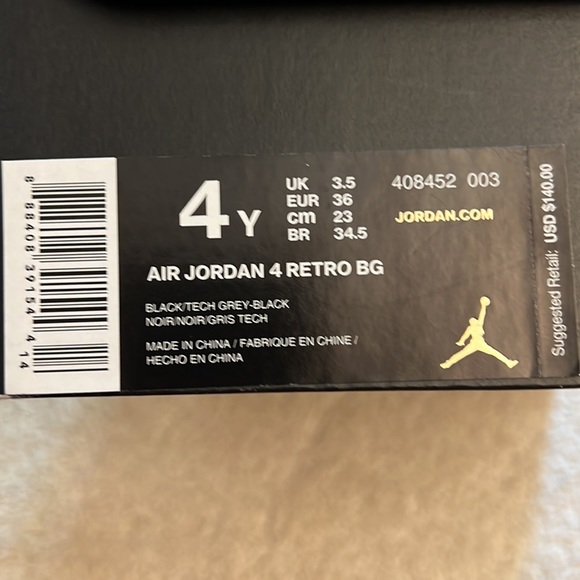 Excellent condition Jordan Retro 4 Oreo - size 4Y/woman5.5 - Picture 6 of 7